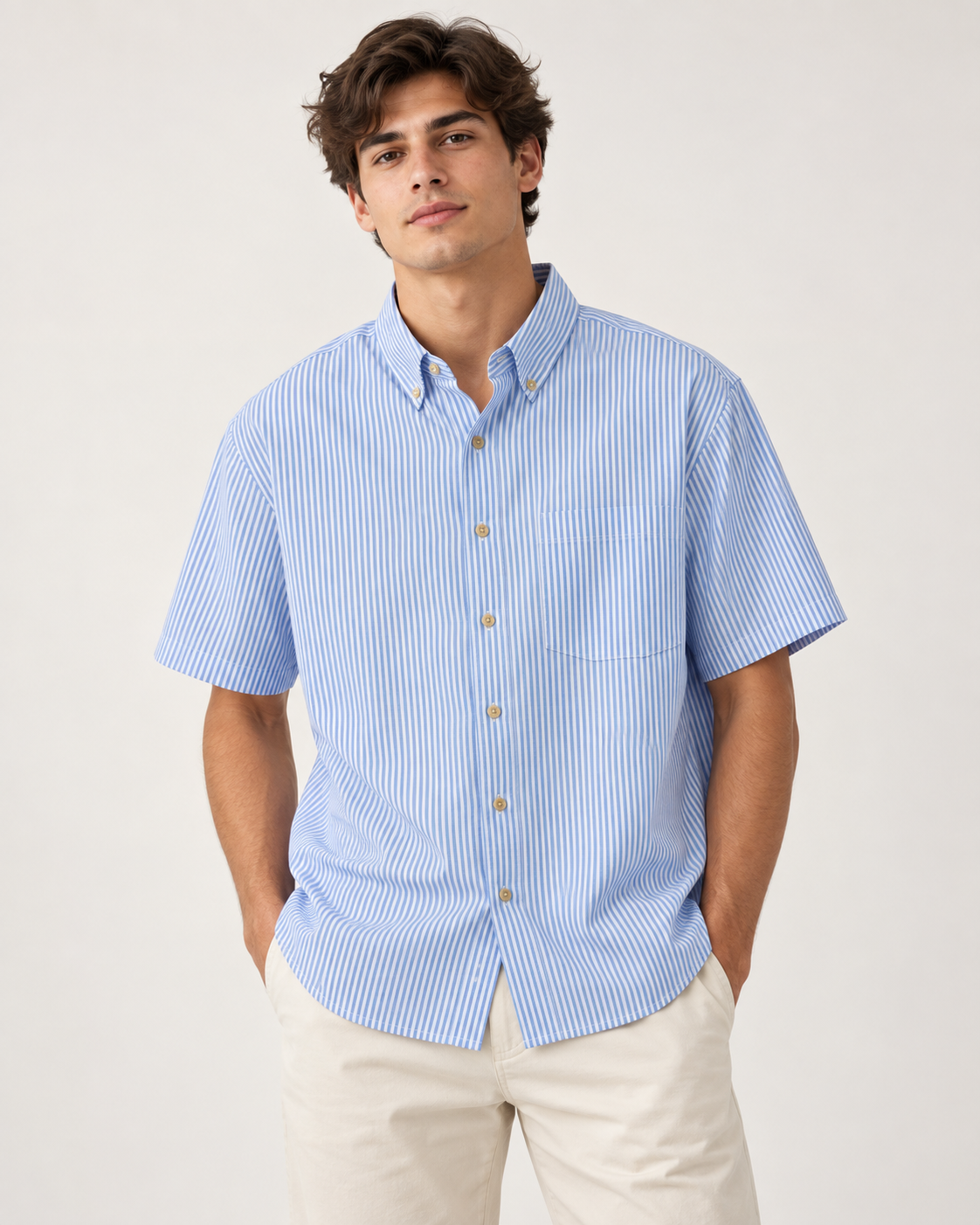 LIGHT BLUE STRIPE BUTTON DOWN